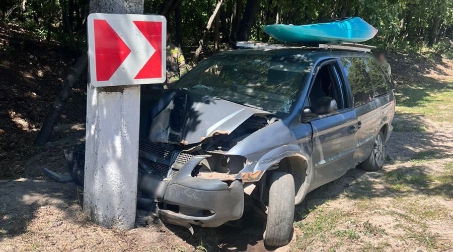 Водитель и 6 детей пострадали в минивэне, въехавшем в столб на трассе Симферополь – Ялта