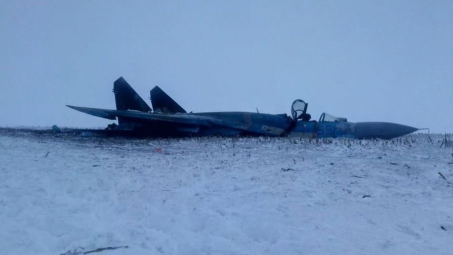 В Сети появились фото разбившегося на Украине Су-27