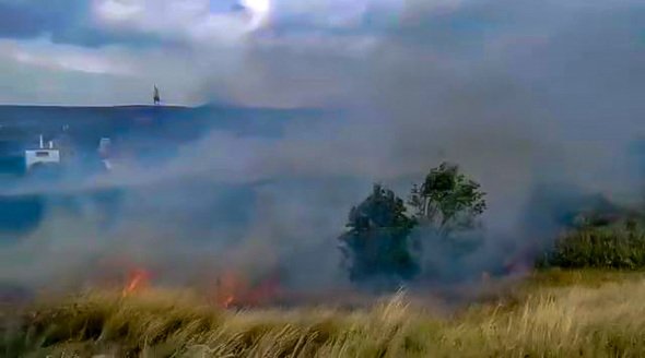 Сухая трава горит на площади 30 гектаров под Феодосией